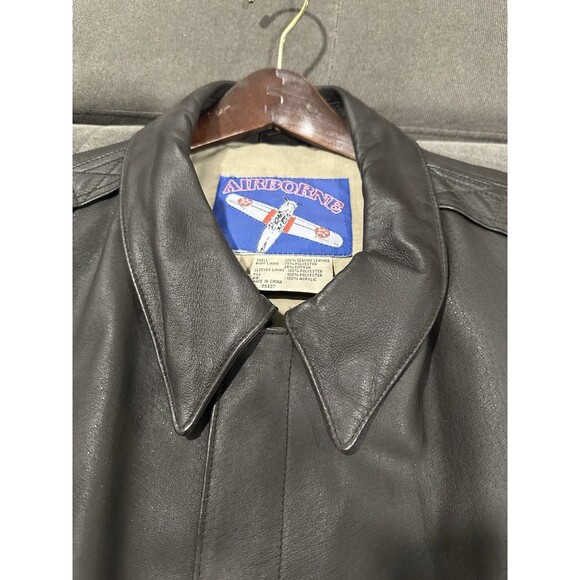 Airborne Leathers Genuine Leather Brown Mens Sz 2XL Leather Bomber Jacket Flight - Picture 2 of 6